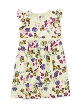 Tea Collection Light Green Dress Wrap Neck Monarchs in the Cosmos girls 14